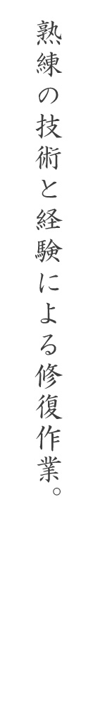 熟練の技術と経験による修復作業